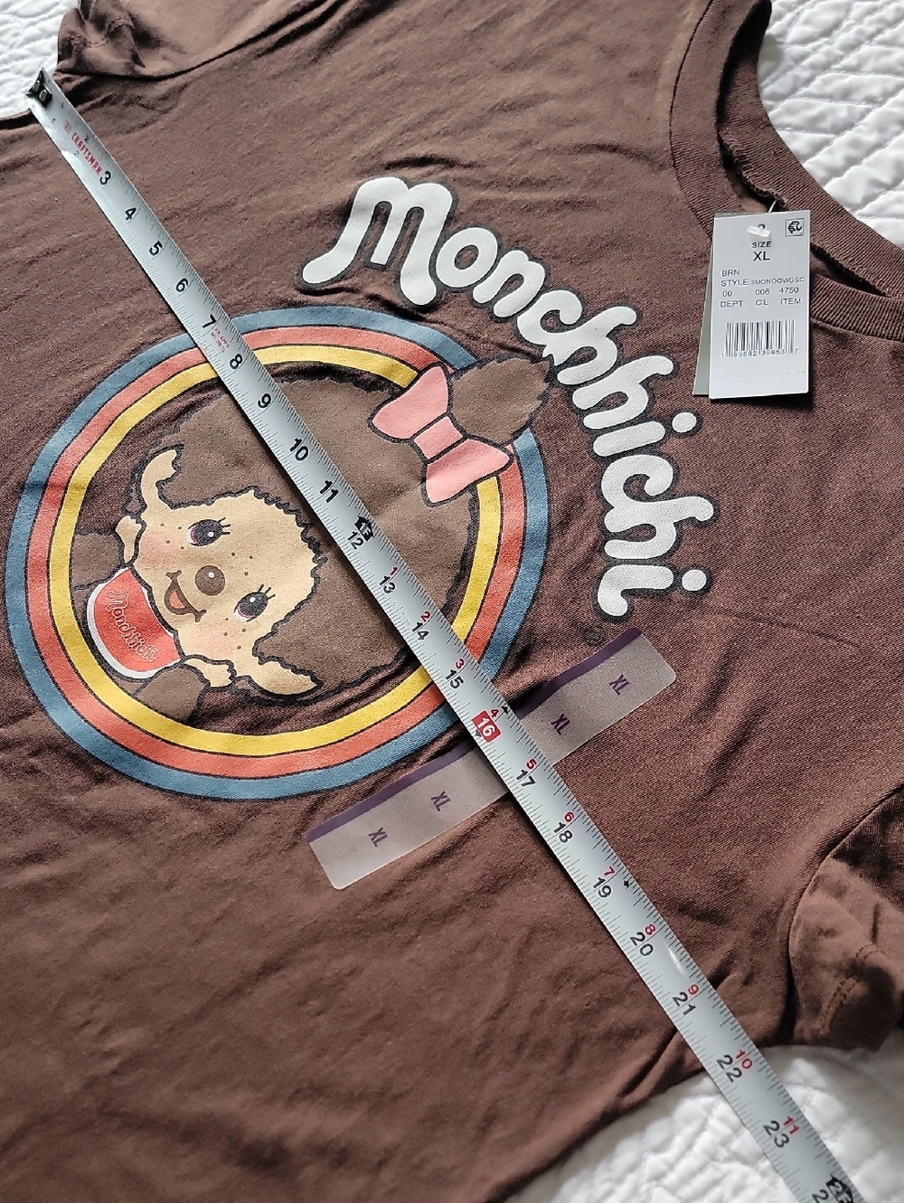 Brown Monchhichi Graphic Womens T-Shirt 100% Cotton Size XL